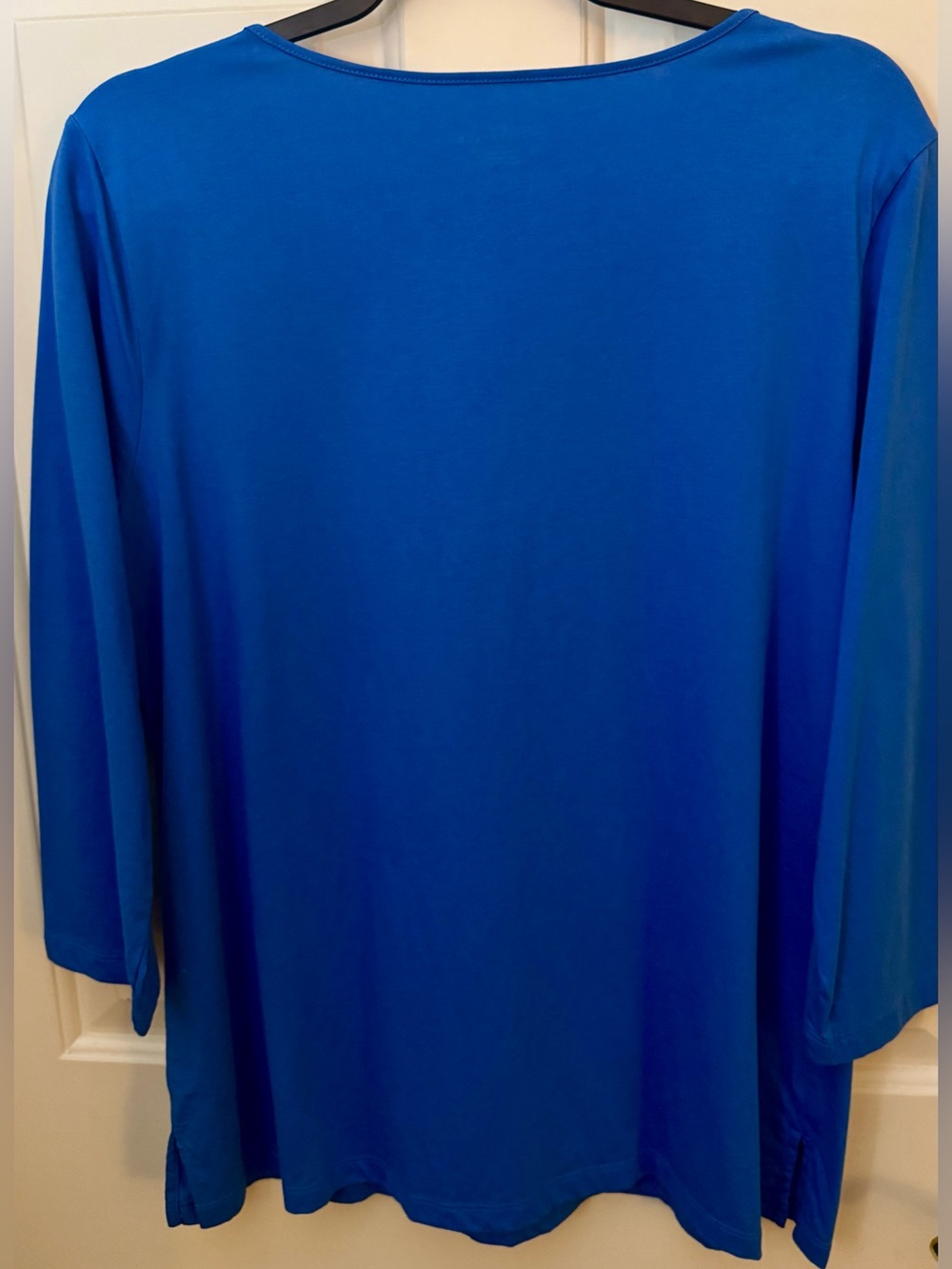Charter Club Top 100% Cotton Boho Style Blue Crochet-Trim Top Size -  XL - Picture 5 of 9